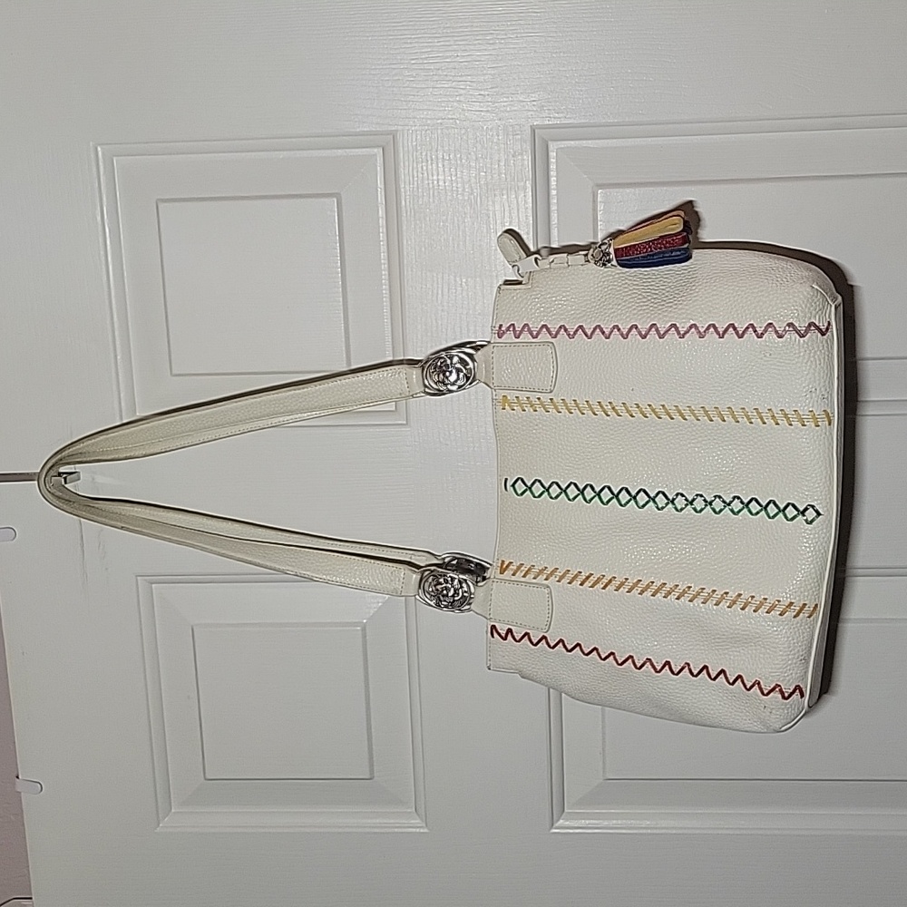  Brighton White Pebble Leather Shoulder Bag